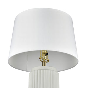 Atlas Knox 30'' High Table Lamps - Elegant Pair with Fluted Earthenware & Soft White Linen Shades Set of 2 Light Green PL11180-GNS