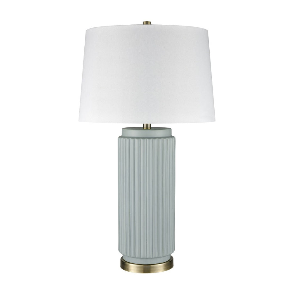 Atlas Knox 30'' High Table Lamps - Elegant Pair with Fluted Earthenware & Soft White Linen Shades Set of 2 Light Blue PL11181-BLS