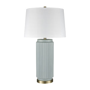 Atlas Knox 30'' High Table Lamps - Elegant Pair with Fluted Earthenware & Soft White Linen Shades Set of 2 Light Blue PL11181-BLS
