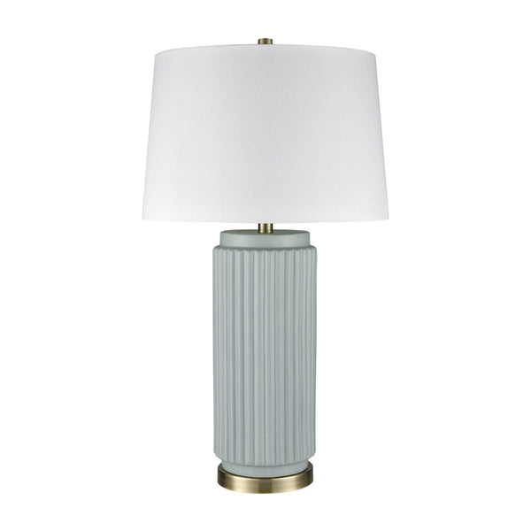 Atlas Knox 30'' High Table Lamps - Elegant Pair with Fluted Earthenware & Soft White Linen Shades Set of 2 Light Blue PL11181-BLS