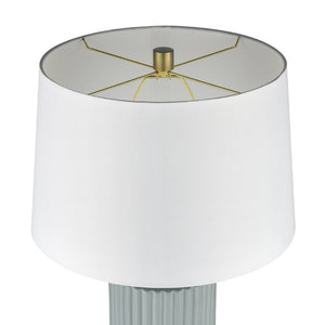Atlas Knox 30'' High Table Lamps - Elegant Pair with Fluted Earthenware & Soft White Linen Shades Set of 2 Light Blue PL11181-BLS
