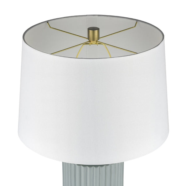 Atlas Knox 30'' High Table Lamps - Elegant Pair with Fluted Earthenware & Soft White Linen Shades Set of 2 Light Blue PL11181-BLS
