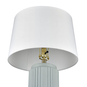 Atlas Knox 30'' High Table Lamps - Elegant Pair with Fluted Earthenware & Soft White Linen Shades Set of 2 Light Blue PL11181-BLS