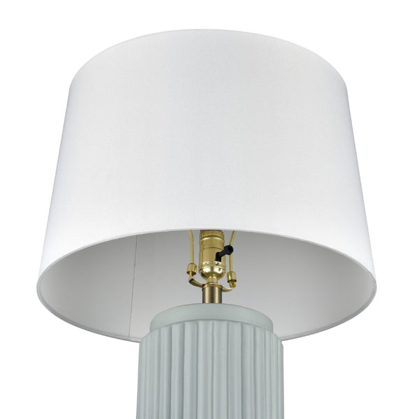 Atlas Knox 30'' High Table Lamps - Elegant Pair with Fluted Earthenware & Soft White Linen Shades Set of 2 Light Blue PL11181-BLS