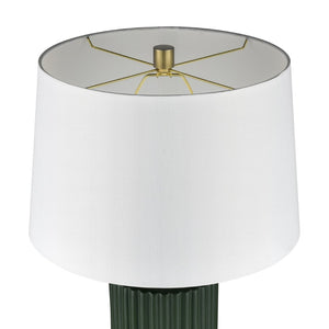 Atlas Knox 30'' High Table Lamps - Elegant Pair with Fluted Earthenware & Soft White Linen Shades Set of 2 Dark Green PL11182-GNS