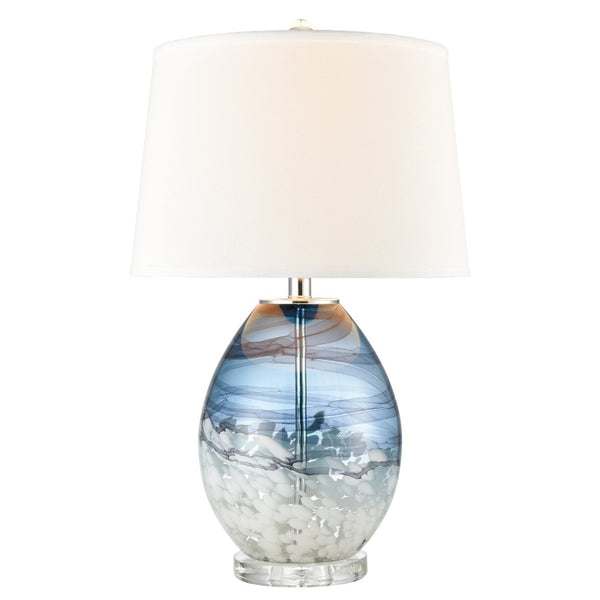 Atlas Loch Seaforth 25" Coastal Table Lamp - Blue & White Swirl Glass for Beachy, Modern Décor Accents PL11185-BL