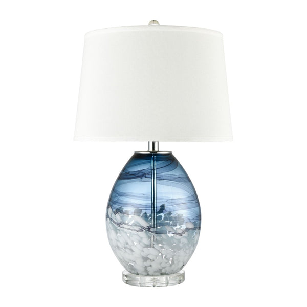 Atlas Loch Seaforth 25" Coastal Table Lamp - Blue & White Swirl Glass for Beachy, Modern Décor Accents PL11185-BL