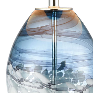 Atlas Loch Seaforth 25" Coastal Table Lamp - Blue & White Swirl Glass for Beachy, Modern Décor Accents PL11185-BL