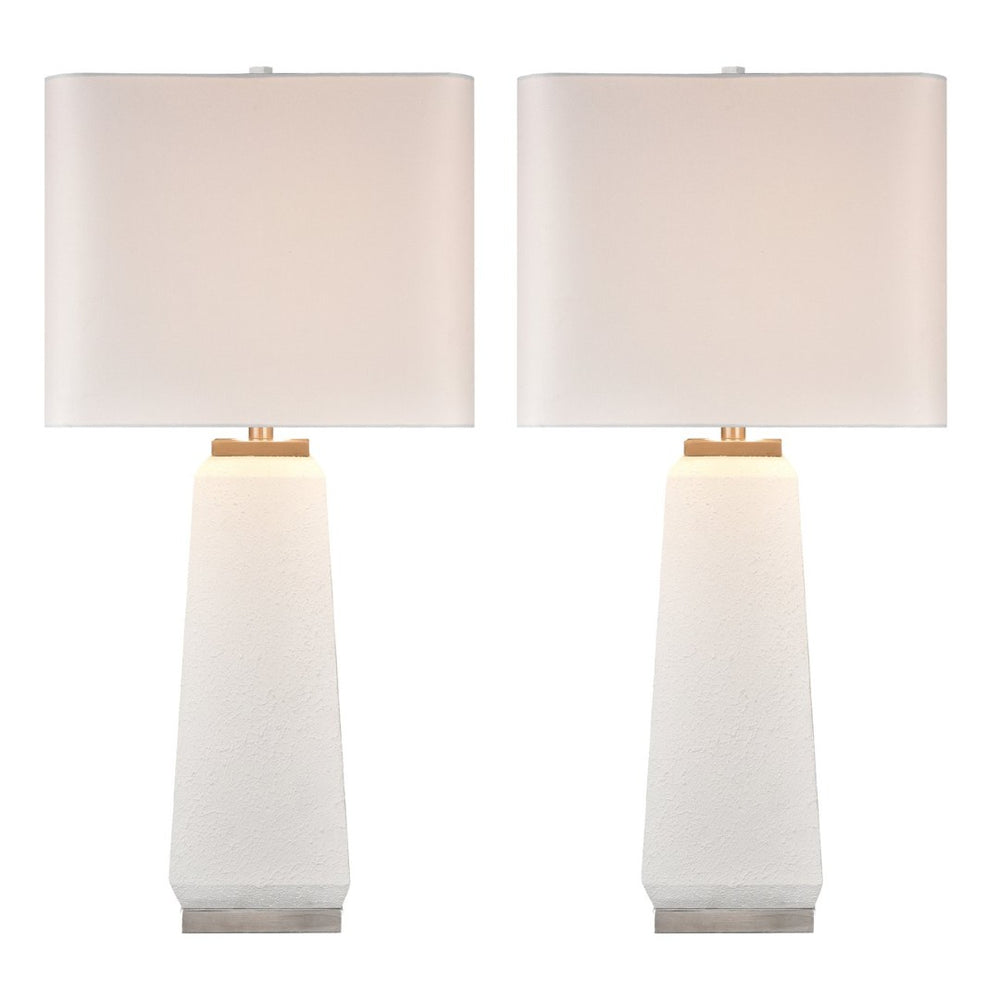 Atlas Luke 34.5'' High 1-Light Table Lamp Set of 2 - Modern Obelisk Design for Stylish Ambient Lighting PL11187-WHS