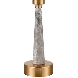 Atlas Magda Buffet Lamp - 34" Tapered Grey Marble with Satin Brass Finish for Ambient Living Room Lighting PL11189-BS