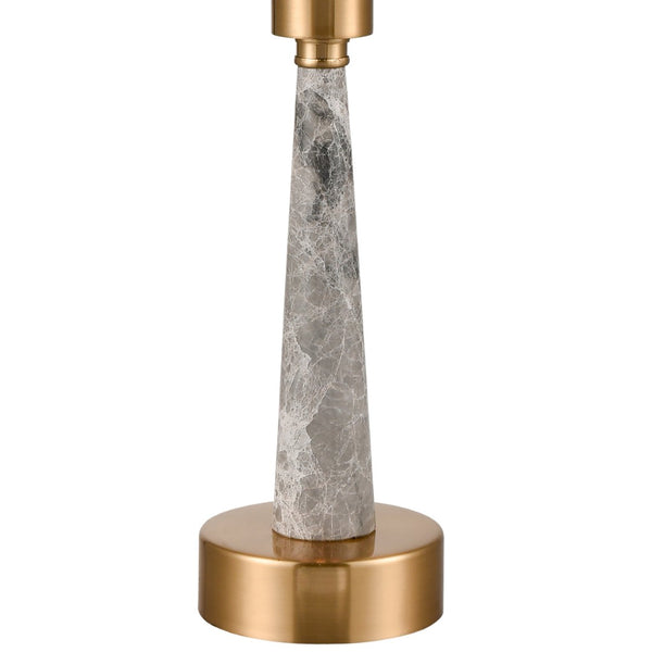 Atlas Magda Buffet Lamp - 34" Tapered Grey Marble with Satin Brass Finish for Ambient Living Room Lighting PL11189-BS
