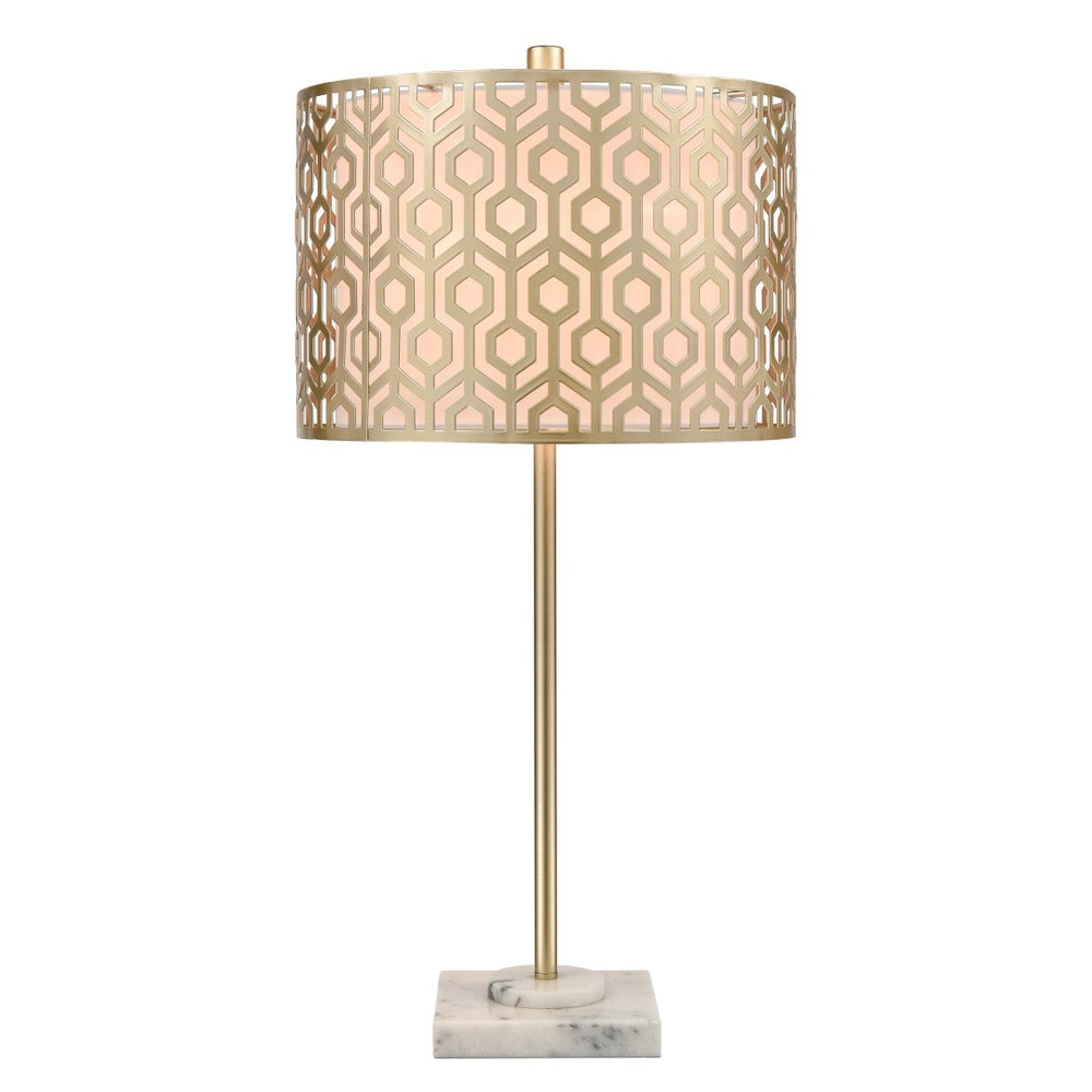 Atlas Meliton 26'' High Table Lamp - Elegant Champagne Gold with Geometric Shade for Modern Interiors PL11194-GD