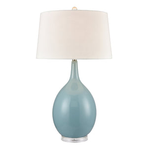 Atlas Merrion Strand 31" High Coastal Table Lamp - Light Blue Earthenware with White Linen Shade PL11195-BL