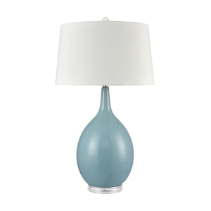 Atlas Merrion Strand 31" High Coastal Table Lamp - Light Blue Earthenware with White Linen Shade PL11195-BL