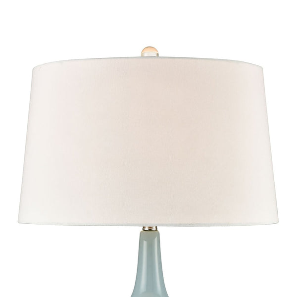 Atlas Merrion Strand 31" High Coastal Table Lamp - Light Blue Earthenware with White Linen Shade PL11195-BL