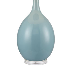 Atlas Merrion Strand 31" High Coastal Table Lamp - Light Blue Earthenware with White Linen Shade PL11195-BL