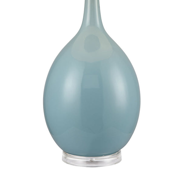 Atlas Merrion Strand 31" High Coastal Table Lamp - Light Blue Earthenware with White Linen Shade PL11195-BL
