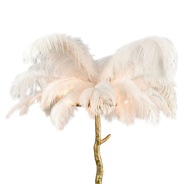 Atlas Moorea 28'' High 3-Light Table Lamp - Glamorous Palm Tree Design with Antique Gold Finish & Plumes PL11197-GD