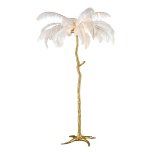 Atlas Moorea 63'' High Palm Tree-Inspired Floor Lamp with Faux Ostrich Plumes for Glamorous Ambiance PL11198-GD