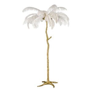 Atlas Moorea 63'' High Palm Tree-Inspired Floor Lamp with Faux Ostrich Plumes for Glamorous Ambiance PL11198-GD