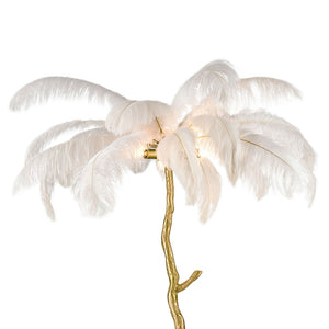 Atlas Moorea 63'' High Palm Tree-Inspired Floor Lamp with Faux Ostrich Plumes for Glamorous Ambiance PL11198-GD