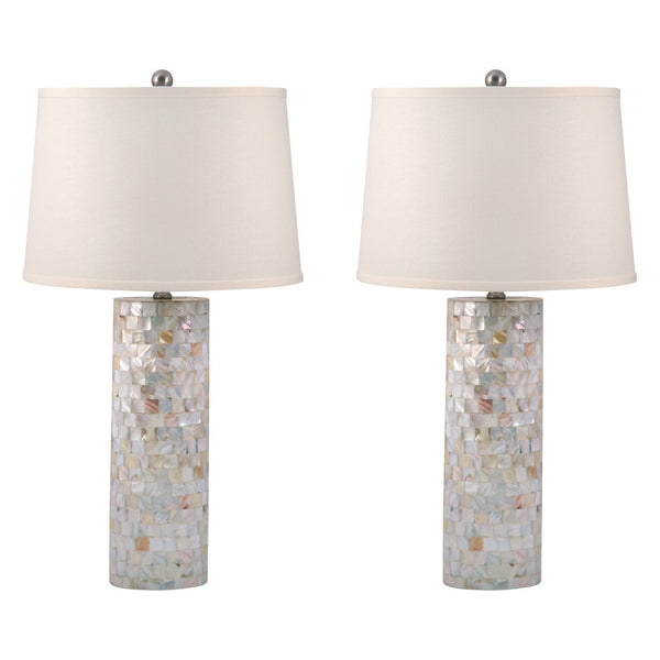Atlas Mother of Pearl 28" High Table Lamp Set of 2 - Elegant Natural Design for Stylish Home Décor PL11201-NAS