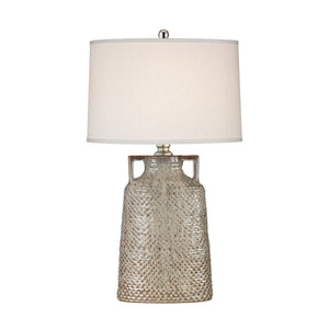 Atlas Naxos 34'' High 1-Light Table Lamp - Artisan Dark Cream with Satin Nickel & Crisp White Shade PL11202-GY