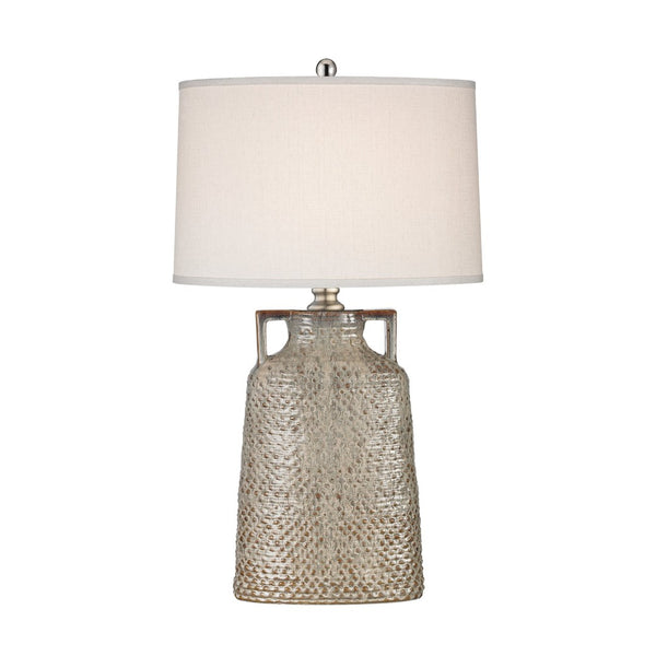 Atlas Naxos 34'' High 1-Light Table Lamp - Artisan Dark Cream with Satin Nickel & Crisp White Shade PL11202-GY