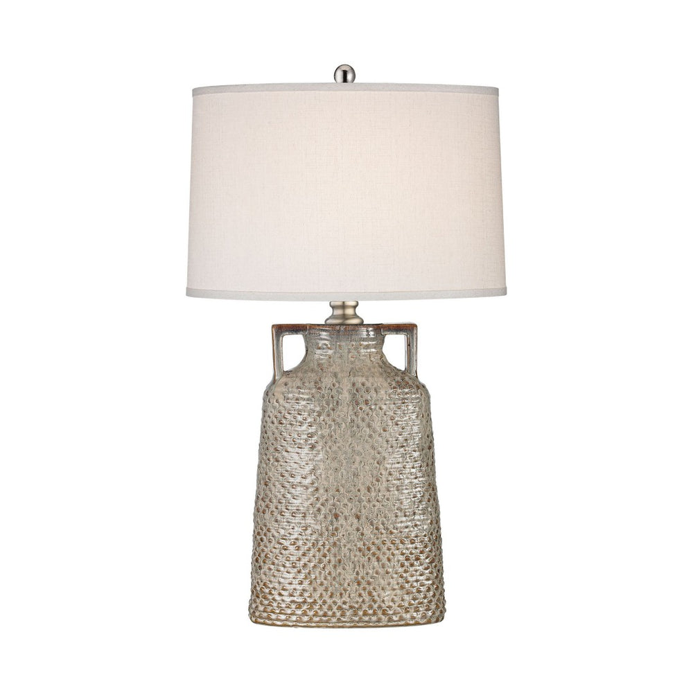 Atlas Naxos 34'' High 1-Light Table Lamp - Artisan Dark Cream with Satin Nickel & Crisp White Shade PL11202-GY
