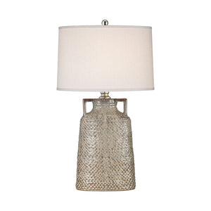 Atlas Naxos 34'' High 1-Light Table Lamp - Artisan Dark Cream with Satin Nickel & Crisp White Shade PL11202-GY
