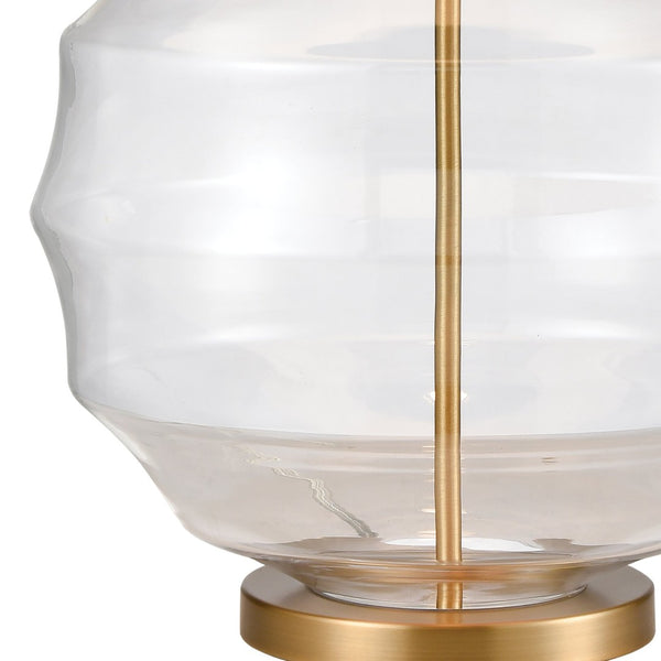 Atlas Nest 33'' High Table Lamp - Clear Hive Glass Base with Brushed Gold Accents & White Linen Shade PL11203-BS