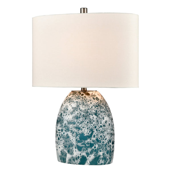 Atlas Offshore 22'' High Coastal Table Lamp - Striking Blue Glass with White Linen Shade for Any Space PL11204-BL