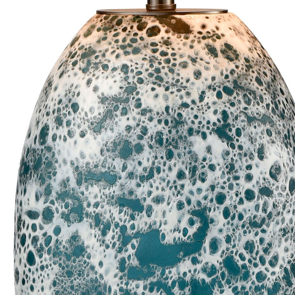 Atlas Offshore 22'' High Coastal Table Lamp - Striking Blue Glass with White Linen Shade for Any Space PL11204-BL