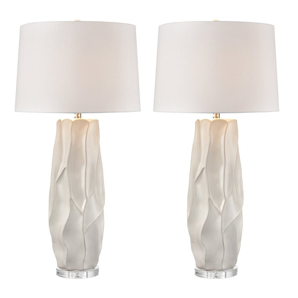 Atlas Parker 37.5'' High Table Lamp Set of 2 - Gloss White, Modern Sculptural Design for Any Room PL11206-WHS