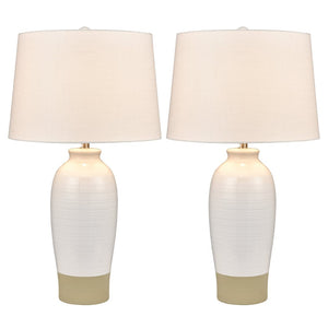 Atlas Peli 29'' High Table Lamp Set of 2 - Coastal White Earthenware with Linen Shade for Stylish Lighting PL11207-WHS