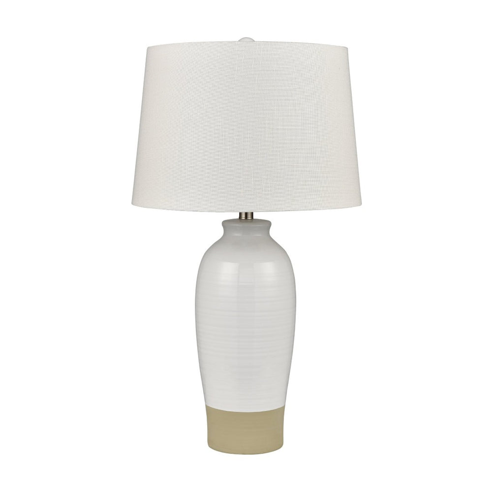 Atlas Peli 29'' High Table Lamp Set of 2 - Coastal White Earthenware with Linen Shade for Stylish Lighting PL11207-WHS