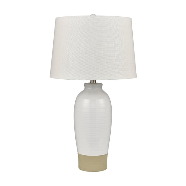 Atlas Peli 29'' High Table Lamp Set of 2 - Coastal White Earthenware with Linen Shade for Stylish Lighting PL11207-WHS
