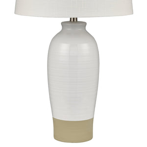 Atlas Peli 29'' High Table Lamp Set of 2 - Coastal White Earthenware with Linen Shade for Stylish Lighting PL11207-WHS
