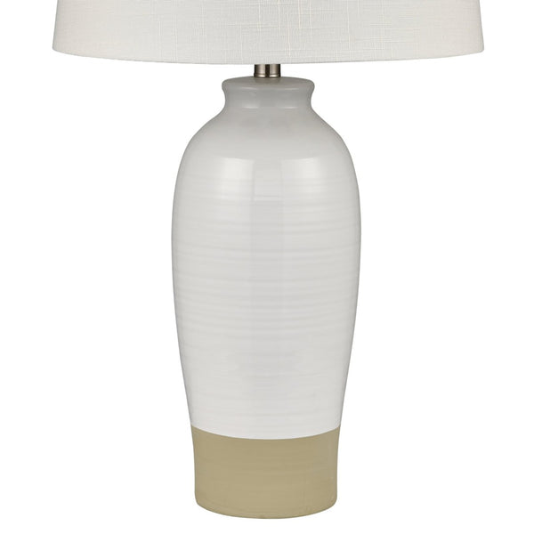 Atlas Peli 29'' High Table Lamp Set of 2 - Coastal White Earthenware with Linen Shade for Stylish Lighting PL11207-WHS