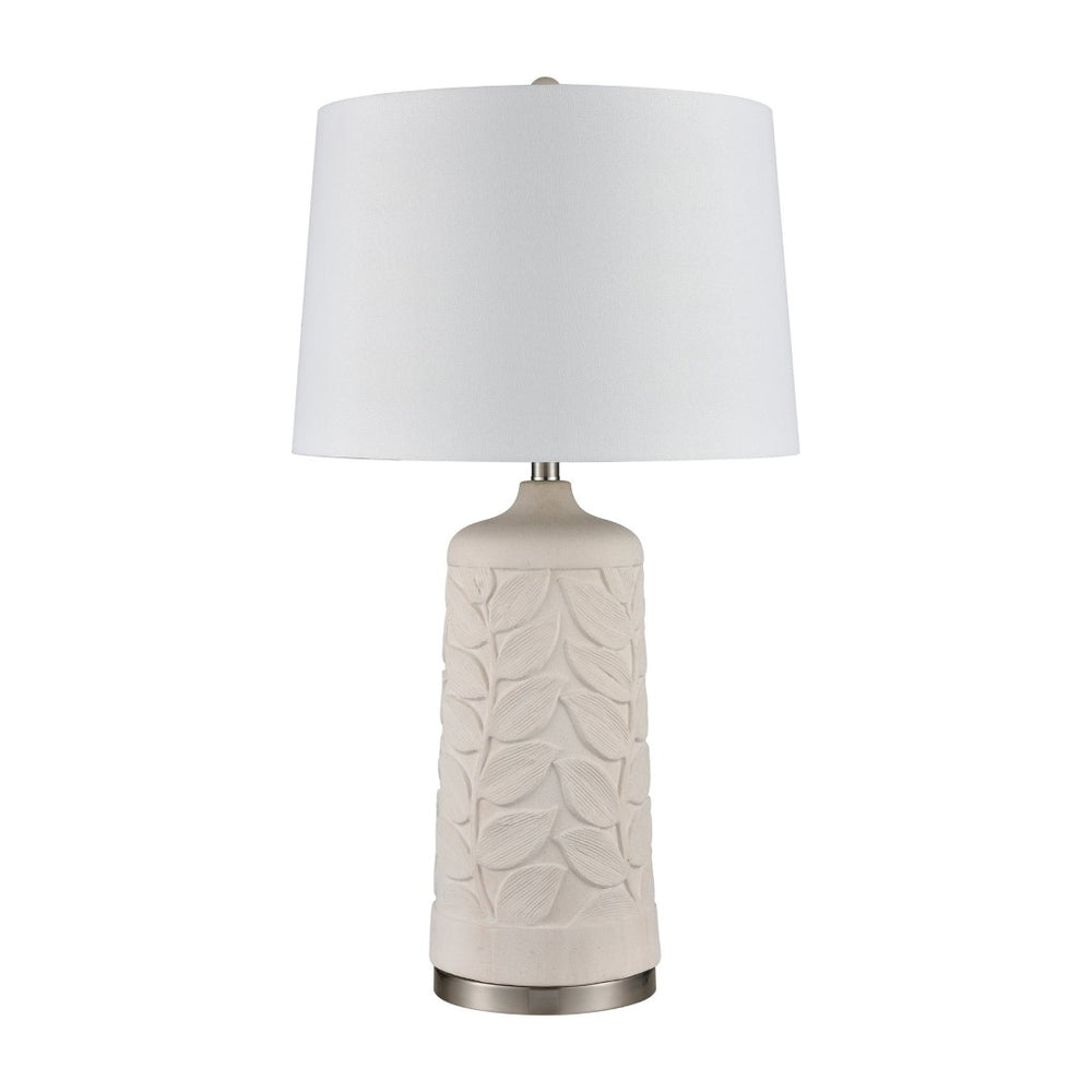Atlas Penny Elegant 32.5" High Table Lamp Set of 2 - White with Botanical Etching for Stylish Décor PL11209-WHS