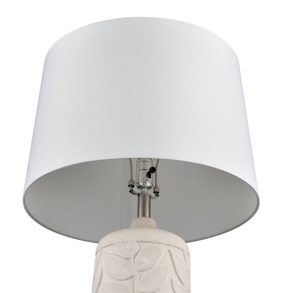 Atlas Penny Elegant 32.5" High Table Lamp Set of 2 - White with Botanical Etching for Stylish Décor PL11209-WHS