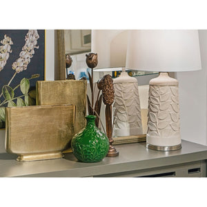Atlas Penny Elegant 32.5" High Table Lamp Set of 2 - White with Botanical Etching for Stylish Décor PL11209-WHS