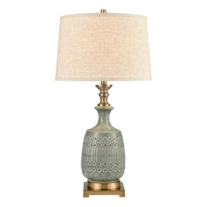 Atlas Port Ewen 33'' Artisan Table Lamp - Handcrafted Pale Green Earthenware with Aged Brass Accents PL11211-GY