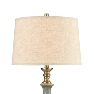 Atlas Port Ewen 33'' Artisan Table Lamp - Handcrafted Pale Green Earthenware with Aged Brass Accents PL11211-GY
