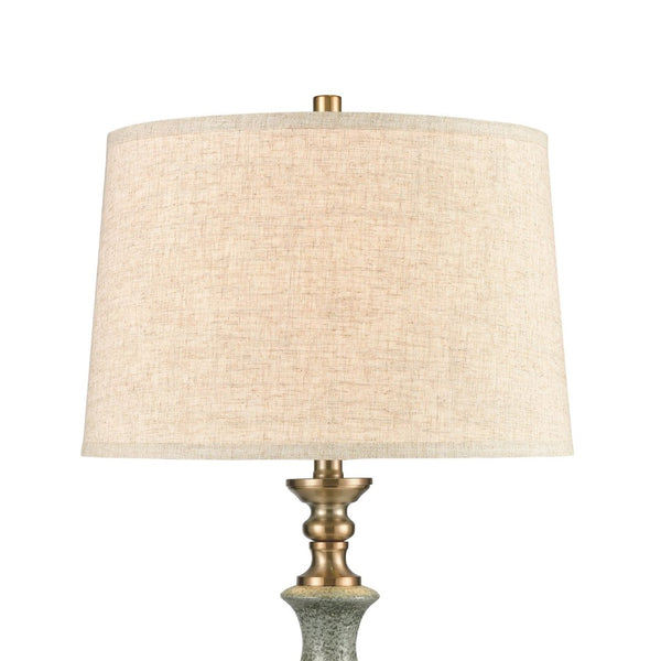 Atlas Port Ewen 33'' Artisan Table Lamp - Handcrafted Pale Green Earthenware with Aged Brass Accents PL11211-GY