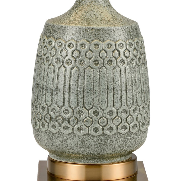 Atlas Port Ewen 33'' Artisan Table Lamp - Handcrafted Pale Green Earthenware with Aged Brass Accents PL11211-GY