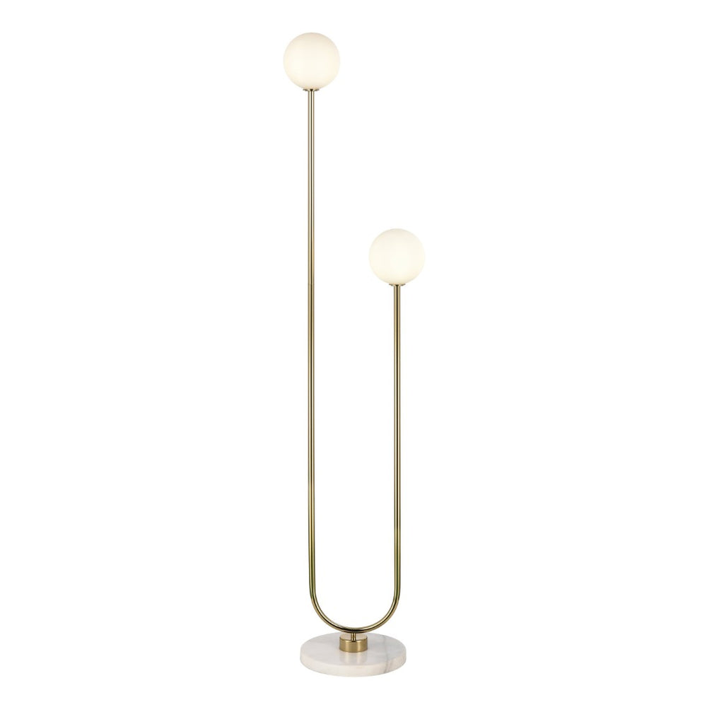 Atlas Ridgevale 60'' High Floor Lamp - Luxurious Satin Gold U-Shape with Marble Base & Opal Glass Orbs PL11215-GD