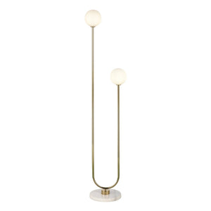 Atlas Ridgevale 60'' High Floor Lamp - Luxurious Satin Gold U-Shape with Marble Base & Opal Glass Orbs PL11215-GD
