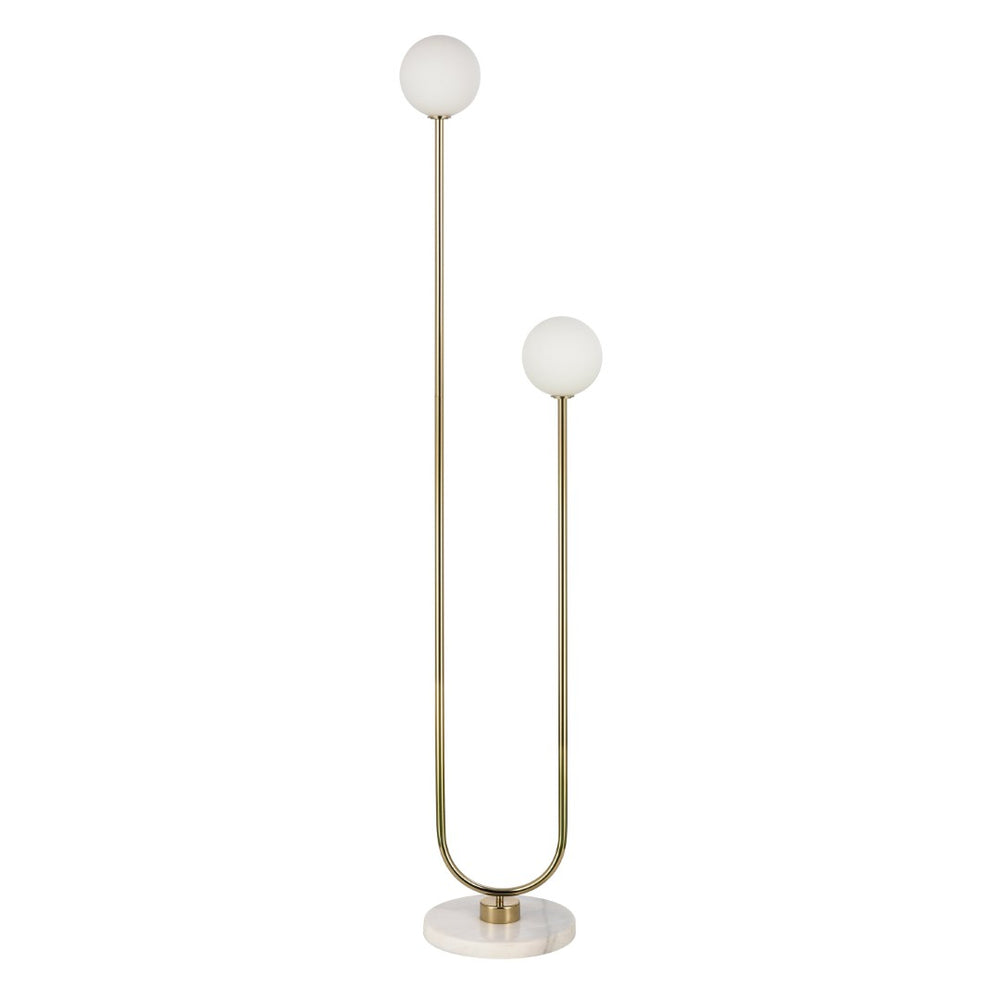 Atlas Ridgevale 60'' High Floor Lamp - Luxurious Satin Gold U-Shape with Marble Base & Opal Glass Orbs PL11215-GD