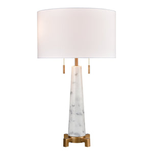 Atlas Rocket 27'' High 2-Light Table Lamp - Elegant Aged Brass & Marble, Perfect for Modern Spaces PL11216-WH